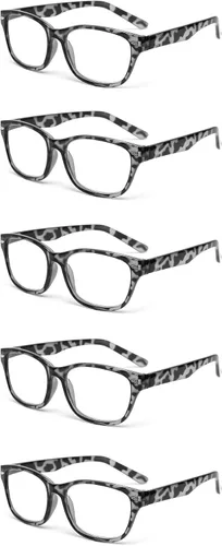 Vista 11 de Paquete de 5 lentes de lectura con marco de plástico estilo retro para hombres y mujeres