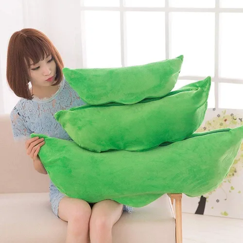 Vista 6 de AOQI Muñeco de peluche gigante de guisantes en vaina, almohada de vaina de guisantes, lindos muñecos de guisantes de peluche, muñeca de planta