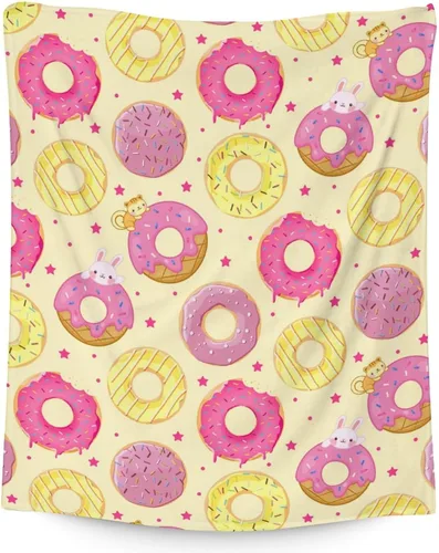 Vista 10 de Manta con forma de dona, 30 x 40 pulgadas, bonita manta para niños y adultos, mantas coloridas y suaves para sofá, oficina