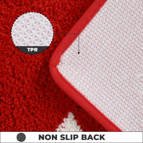 Vista 5 de Tapete de baño rojo súper absorbente, antideslizante y lavable a máquina, tapete grueso para baño (24 x 16 pulgadas, corazón rojo)