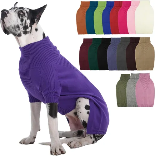 Vista 34 de IECOii Suéter de perro salchicha de cuello alto para perros pequeños, medianos y hembras, elástico y transpirable, abrigo de punto cálido, para Negro