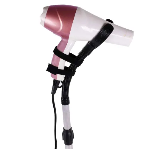 Vista 5 de Soporte para secador de pelo, rotación de 360 grados, altura ajustable, manos libres, compatible con herramientas de peinado compactas, soporte