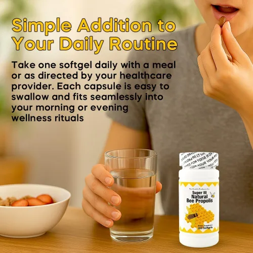 Vista 4 de Nu-Health Super III Natural Bee Propolis, Vitamina C Zinc, 200 cápsulas blandas