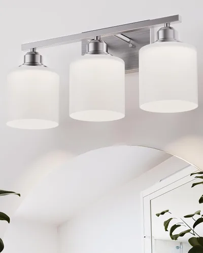 Vista 15 de Accesorios de iluminación de baño Sailstar de 2 luces, accesorios de iluminación de tocador de níquel cepillado, lámpara de tocador moderna