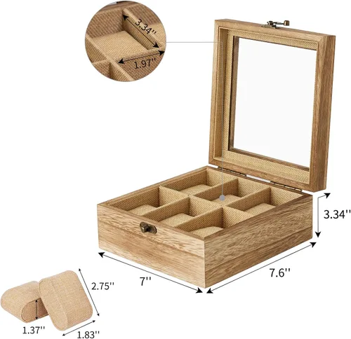 Vista 5 de Exper City Caja de reloj organizador de reloj de regalo para el día de San Valentín para hombres y mujeres 6 ranuras almacenamiento de exhibición