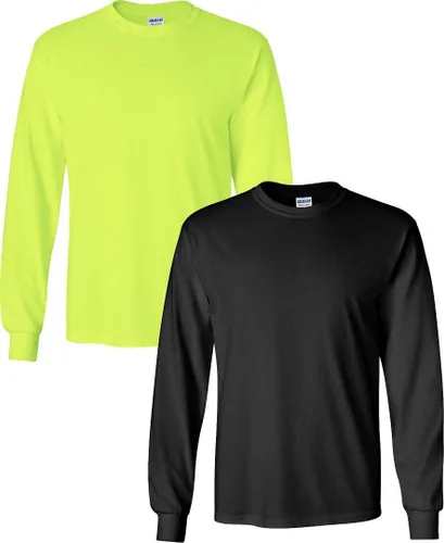 Vista 77 de Gildan - Camiseta de algodón y de manga larga para hombre, modelo G2400 (1) verde irlandés + (1) negro