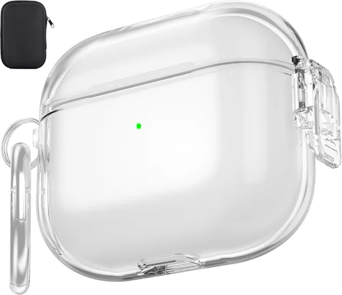 Vista 44 de Valkit - Funda transparente protectora para estuche de AirPods, con llavero, poliuretano termoplástico suave, a prueba de golpes, compatible