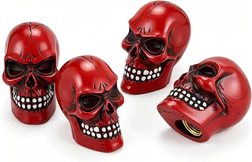 Vista 6 de Lunsom Tapón de válvula de aire de calavera para válvulas de resina, tapas de vástago de neumático de automóvil, accesorios para la mayoría