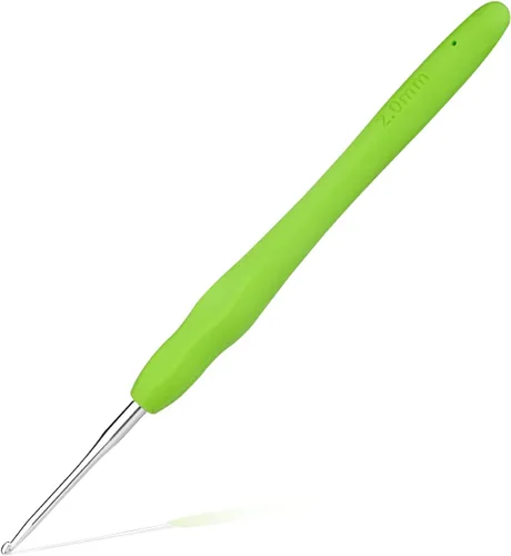 Vista 15 de Gancho de ganchillo de 0,5 mm, mango ergonómico para manos con artritis, agujas de tejer extra largas para principiantes y lana para ganchillo