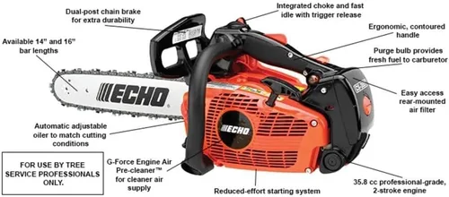 Vista 2 de Echo CS-355T con mango superior de 16" Motosierra Naranja/Negro
