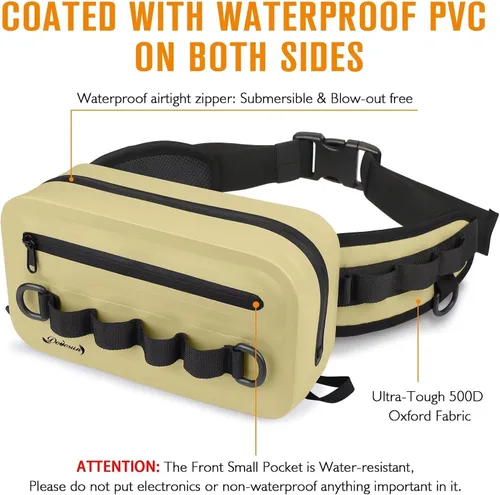 Vista 3 de Dovesun Riñonera de pesca impermeable para hombres 3.3L bolsa de pesca con mosca bolsa de pecho con cremallera hermética