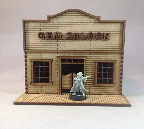 Vista 3 de Gem Saloon Western Building MDF Kit 1.102 in Terreno Paisaje Viejo Oeste