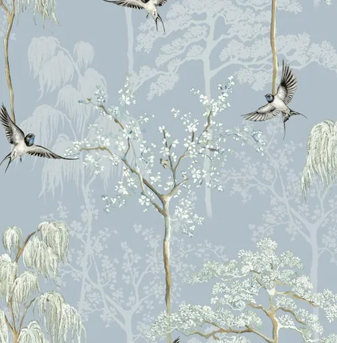 Vista 8 de NextWall Bird Garden - Papel tapiz autoadhesivo (ocre)