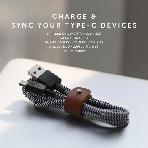 Vista 6 de Cable Native Union Belt USB-C a USB-A - Cable de carga ultrarresistente de 4 pies con correa de cuero compatible con iPhone 16, Samsung Galaxy Z