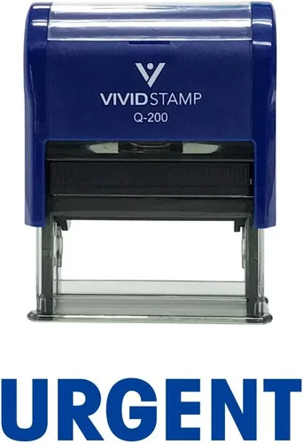 Vista 3 de Basic urgente Auto entintado sello de goma, Azul