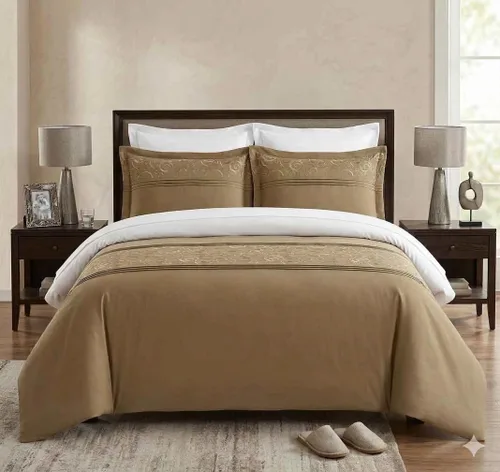 Vista 2 de Royal Bedding Ginebra - Juego de funda de edredón bordada de 3 piezas, tamaño King/California King, 100% algodón, 300 hilos