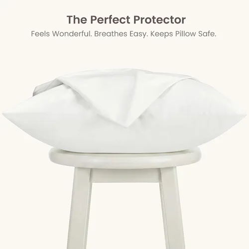 Vista 3 de Bioweaves Fundas protectoras de almohada impermeables de punto de jersey de algodón orgánico con cierre de cremallera – Funda de almohada suave