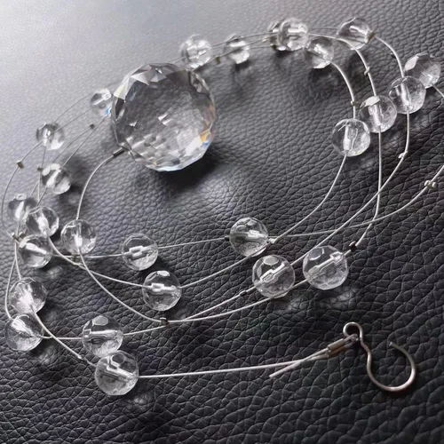 Vista 4 de Cuentas de cristal transparente, hebras de cuentas de vidrio, decoración colgante para arco de boda, centros de mesa, cortina, candelabro, puerta