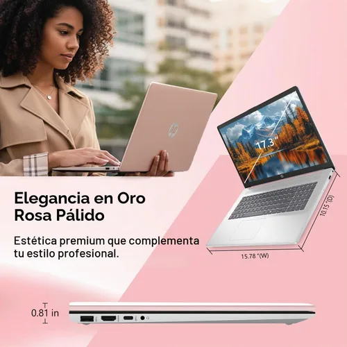 Vista 3 de HP Essential 17t, laptop de negocios, pantalla táctil HD+ de 17.3", Intel Core i7-1355U, 16 GB RAM, 1 TB SSD, cámara web, HDMI, teclado