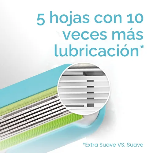 Vista 6 de Gillette Venus - Maquinilla de afeitar para mujer, extra suave, incluye 1 mango de afeitar reutilizable + 4 repuestos de maquinilla de afeitar de 5