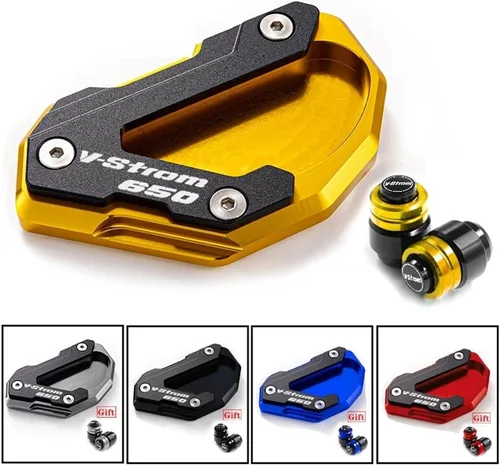 Vista 2 de Accesorios de moto Soporte lateral Placa de soporte ampliada Cubierta de válvula de aire para Suzuki V-Strom 650 XT VSTROM 650 DL650 (color: negro)