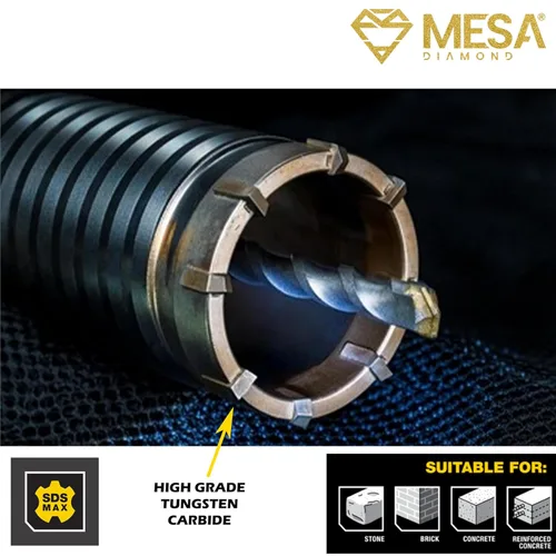 Vista 3 de Mesa Diamond Broca de núcleo de martillo giratorio con punta de carburo SDS-Max® de 1 3/4 pulgadas (1.772 in) x 12 pulgadas