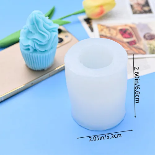 Vista 2 de 2 moldes de jabón en forma de magdalena, molde de silicona en forma de helado, molde de silicona en forma de remolino, molde de vela de silicona 3D