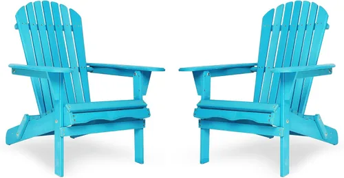 Vista 8 de Folding Adirondack Chair Set of 2 - Solid Cedar Wood Patio Chairs with Embossed Grain, Half Pre-Assembled Outdoor Lounge Chairs for