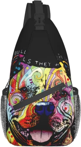 Vista 4 de Hicyyu Pitbull Florecent - Bolso bandolera para exteriores, unisex, para adultos jóvenes, senderismo, mochila, Perro Pitbull Florecent, Mochilas