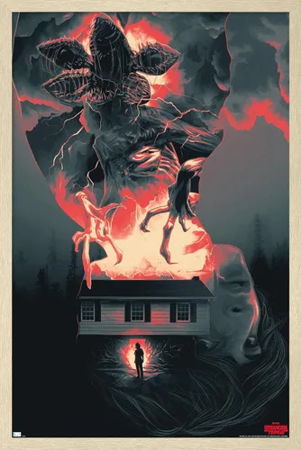 Vista 7 de Trends International Netflix Stranger Things - Póster de pared de siluetas, 22.4 pulgadas de largo x 14.7 pulgadas, versión enmarcada en madera