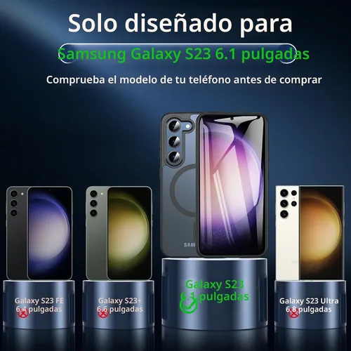 Vista 2 de OWKEY Funda magnética para Samsung Galaxy S23 de 6.1 pulgadas, para Magsafe con protector de pantalla, protección de grado militar, a prueba
