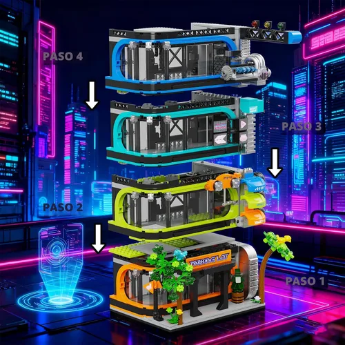 Vista 4 de NEWABWN Juego de construcción de torre de estacionamiento urbano compatible