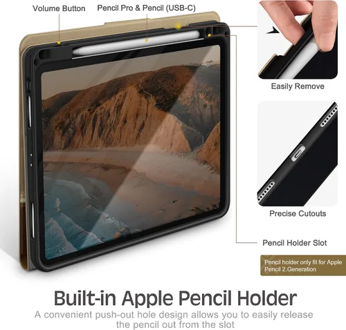 Vista 4 de Funda para iPad Pro 12.9 6ª/5ª/4ª/3ª/3ª generación 2022/2021/2020 Beige × Camel