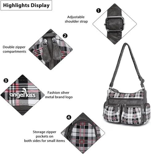 Vista 5 de Angel Kiss Bolsos cruzados para mujer, bolsos de hombro y monederos medianos de piel sintética Ladies, Medium, Faux Leather