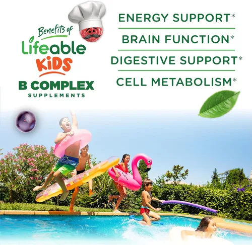 Vista 3 de Lifeable Complejo de vitamina B sin azúcar para niños Complejo B con vitamina C Vitaminas del complejo VIT B de gran sabor Apoyo energético