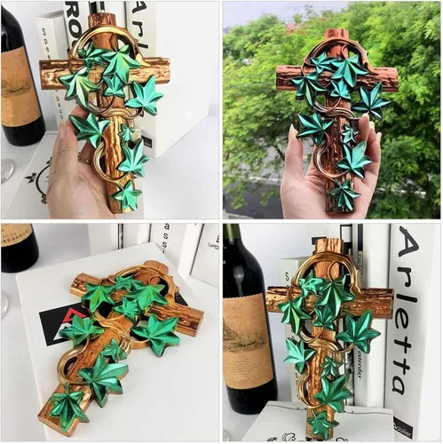 Vista 5 de OSALADI Vasos de paja Moldes de fundición de silicona en forma de cruz Molde epoxi Llavero de silicona de resina para bricolaje, collar, pulsera