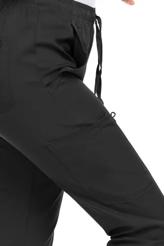 Vista 7 de MediChic Mini Marilyn - Pantalones médicos tipo deportivo, con cintura elástica en 4 direcciones y cuatro bolsillos Negro