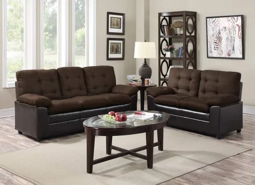 Vista 2 de GTU Furniture Juego de sofá y sofá biplaza de microfibra negro