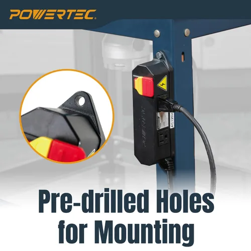 Vista 6 de Powertec Interruptor de seguridad para herramientas eléctricas de doble salida - Interruptor de paleta de 120V 15A con cerradura de llave