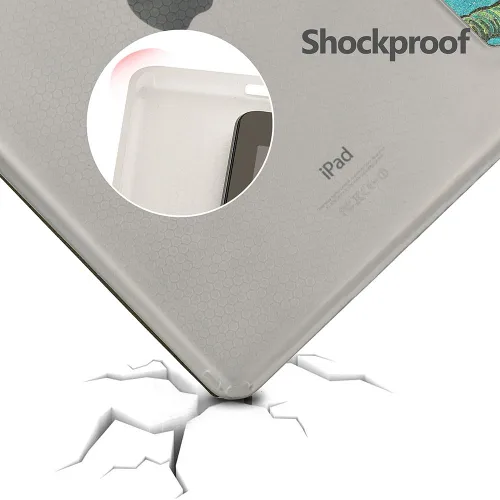 Vista 3 de RUBAN Funda para iPad Air 2 (versión 2014) – Delgado Ligero Protector Smart Shell Anti-Antiarañazos Antiarañazos Flexible Suave TPU Back Cover Stand