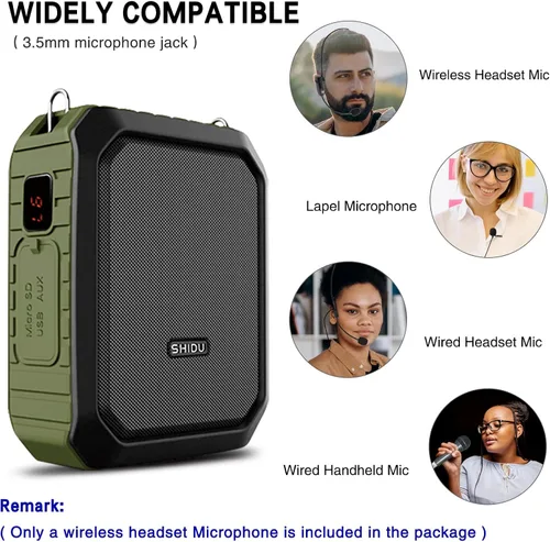 Vista 9 de Amplificador de voz inalámbrico Bluetooth Micrófono para profesor de 18 W, impermeable, amplificador de voz portátil, micrófono recargable