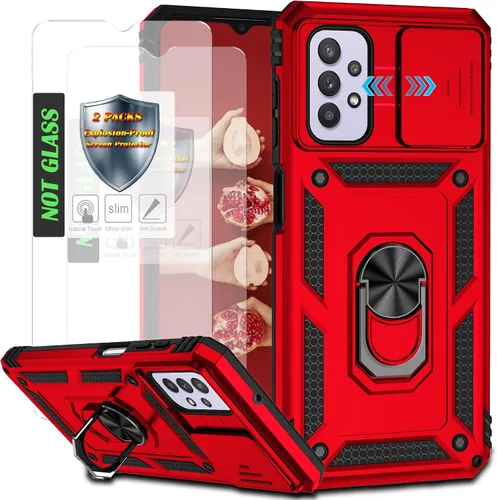 Vista 18 de Funda para Galaxy A26 con cubierta para lente de cámara, protector de pantalla HD, protección contra caídas de grado militar, soporte de anillo