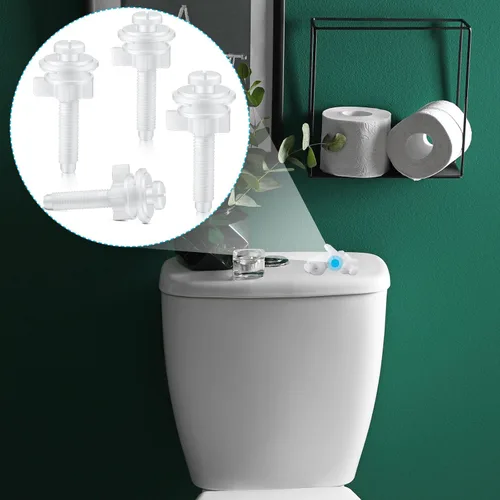 Vista 4 de Kit de repuesto de 32 piezas de tornillos para asiento de inodoro Jetec, pernos de plástico con tuercas de plástico y arandelas, kit de piezas