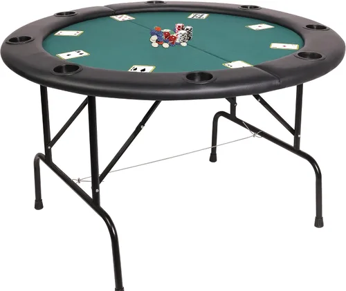 Vista 9 de Mesa de póquer plegable, mesa de cartas octágono con soporte para tazas, mesa de ocio de casino, mesa de póquer Texas Hold 'Em plegable para juego