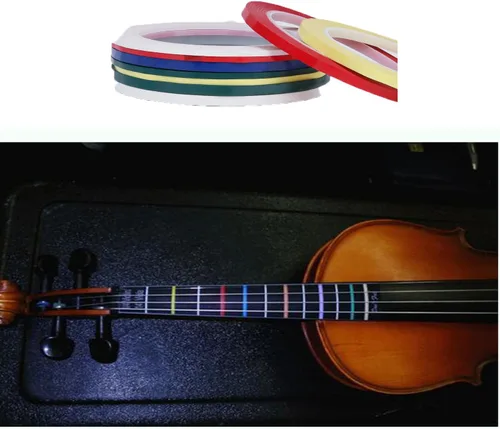 Vista 6 de 7 rollos de cintas para diapasón de violín, calcomanías de guía de dedo para violín, posiciones de violonchelo de 216 pies, cinta para practicar