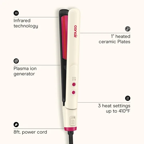 Vista 7 de Conair InfinitiPRO - Plancha plana para el cabello con infrarrojos Blanco
