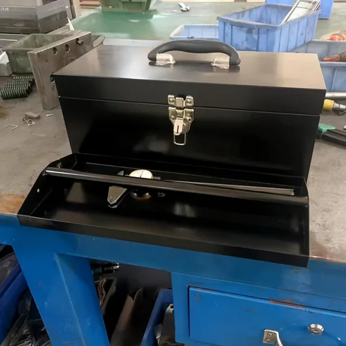 Vista 3 de Caja de herramientas metálica portátil de 16" de gran tamaño, caja de herramientas de 18-galga, caja de aparejos de pesca, organizador de cajones