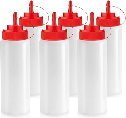Vista 5 de Botellas de condimento Norcalway de 12 onzas para salsas - Botellas de chorro a prueba de fugas para aceite, jarabe, aderezo - Paquete de 3