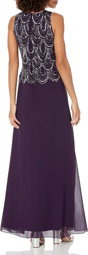 Vista 40 de J Kara Vestido largo sin mangas con cuentas y bufanda para mujer, talla grande