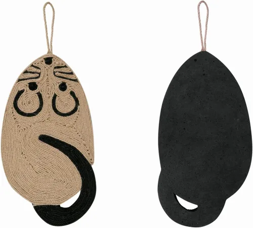 Vista 2 de Almohadilla para rascar para gatos, divertida forma de ratón, almohadilla antideslizante para rascar el suelo del gato, alfombra colgante
